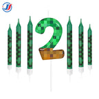 7Pcs Pixel Birthday Cake Candles Topper for Pixel Theme Party Anniversary Party Video Game Party Supplies for Boys Girls