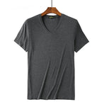 2 Packs Bamboo Fiber Round Neck T-shirts Short Sleeve Classic Tees Sweat-absorbent Gym Man Undershirt Solid Color Tee Black New