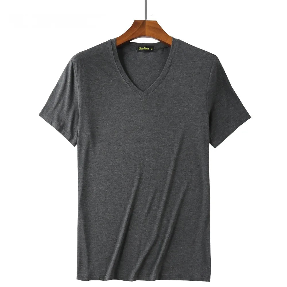 2 Packs Bamboo Fiber Round Neck T-shirts Short Sleeve Classic Tees Sweat-absorbent Gym Man Undershirt Solid Color Tee Black New