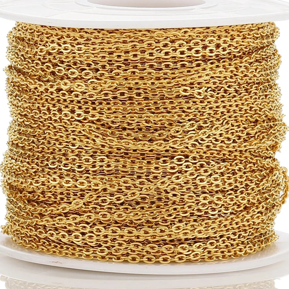 2/10 Meters Stainless Steel Chain 1 1.5 2mm Gold&Steel Color Link for DIY Jewelry Making Necklace Bracelet Bulk Chain Supplies