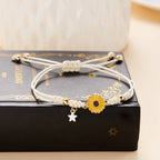 Simple Sunflower Bracelets for Women Handmade Braided Fashion Colorful Daisy Adjustable Bangle Friendship Good Luck Jewelry Gift