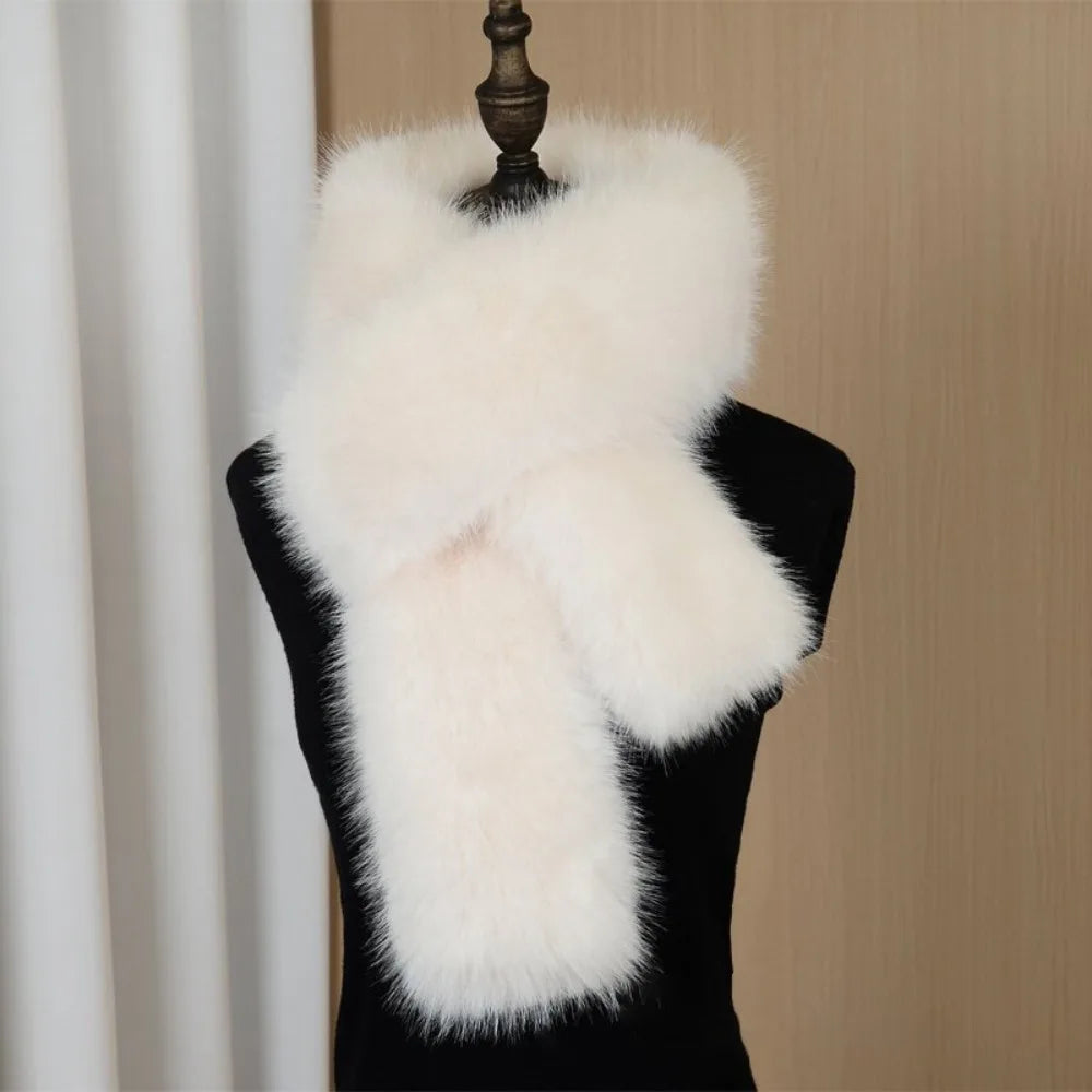 1pcFashionable 180cm Fake Fur Long Scarf Soft Plush Thick Long Strip Scarf Fur Decor Luxury Wraps Shawl Party Ladies Neck Warmer