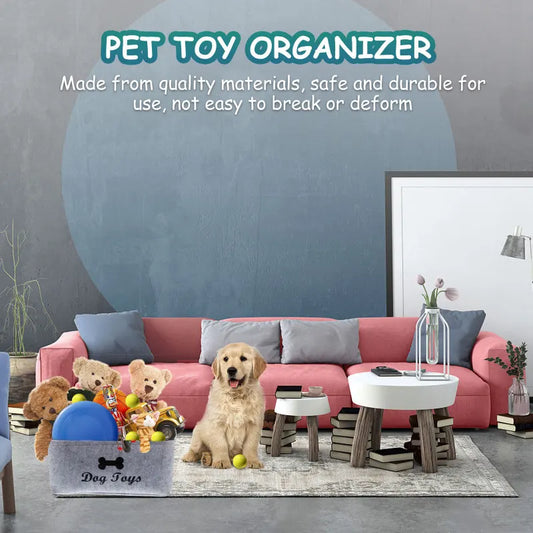 Dog Toy Basket Pet Storage Box Bin Organizer Toys Felt Cat Accessory Container Bins Baskets Accessories Containers Organizing - WTN Essentials 