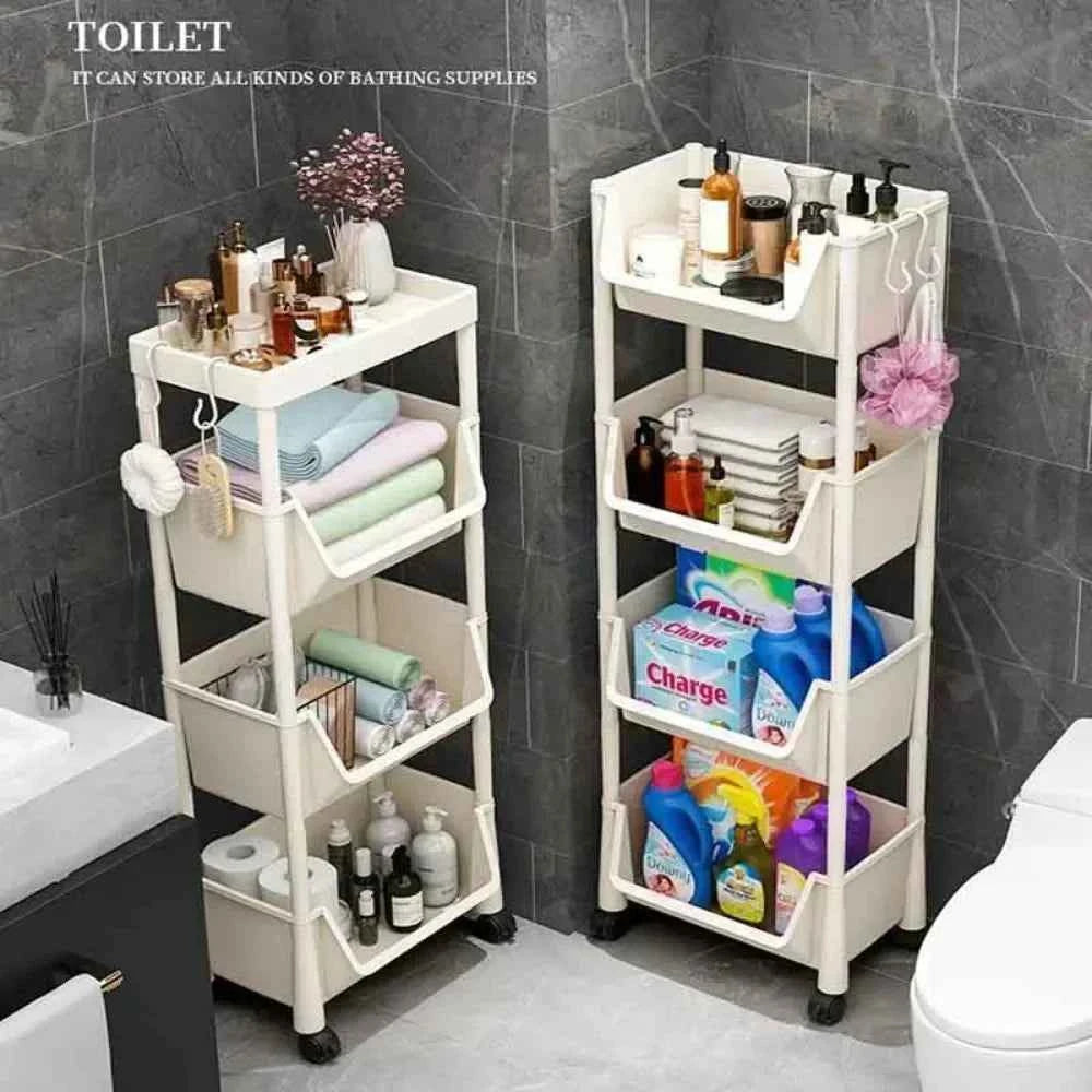 Versatile 2-5Tier Rolling Storage Cart with Wheels Perfect Bathroom Kitchen Office Ideal Groceries Snacks Toys Books Toiletries