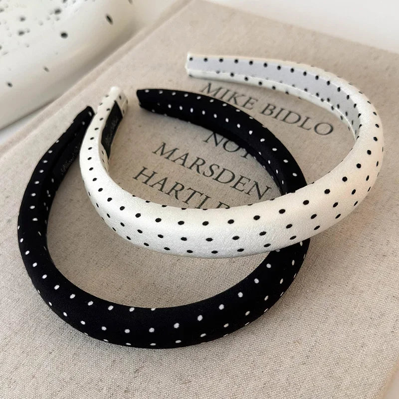 Retro Satin Polka Dot Sponge Headbands for Woman Fashion Temperament Hair Hoop Wash Face Hair Band Female Party Hair Accessories