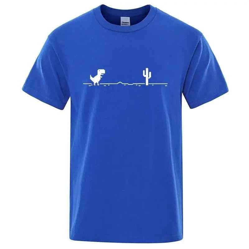 Men High Quality Cotton Blend Funny Dinosaur Print T Shirt Loose O-neck Summer Cool Men Tshirt Short Sleeve T-shirt Male Tee Top