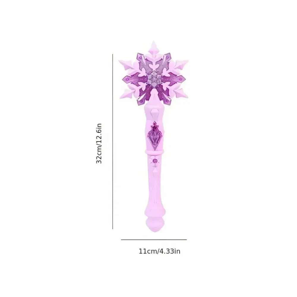 Princess Snow Wand Toy Fairy Girls Glowing Wands Christmas Halloween Children Toys Snowflake Light Sound Sticks Kid Cosplay