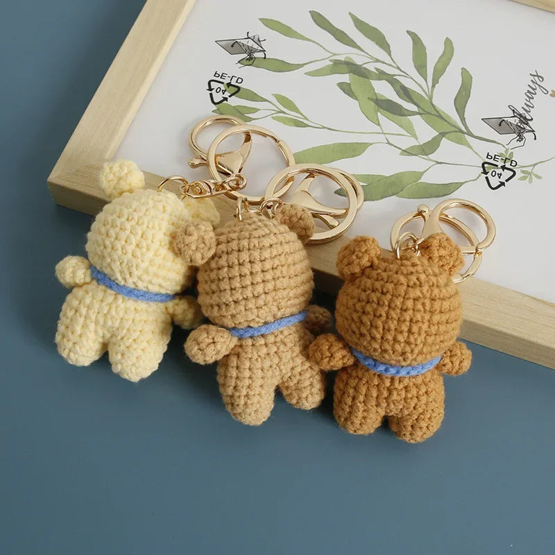 Cute Couple Bear Crochet Keychain Animal Bag Charm