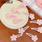 Cute Pink Cherry Blossom Hair Clip Kids Hairpin Bangs Clips Dopamine Princess Hair Accessories Flyaway Headwear Side BB Clip