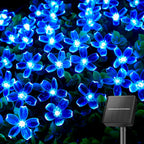 Outdoor Solar Led String Lights Cherry Flowers  Light Strings 8 Lighting Modes Solar Lamp for Camping Wedding Christmas Decor