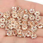 50pcs Rhinestone Spacer Beads Multi-color Crystal Metal Spacers Rondelle Beads for Jewelry Making DIY Bracelets Accessories