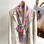 50 Color New Women Silk Feel Printed Design Scarf Shawl Fashion Luxury Long Narrow Small Silk Scarves Ladies Headband Headscarve