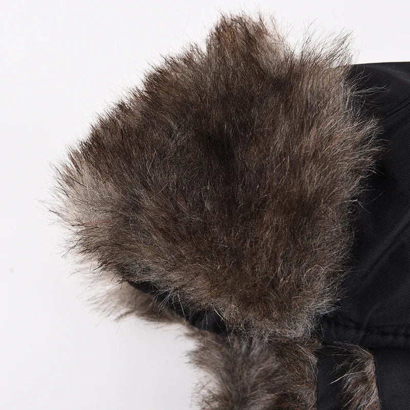 Men's Winter Trapper Aviator Trooper Earflap Warm Russian Waterproof Ski Hat Bomber Cap Russian Warm Ear Protectors Hats
