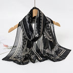 2024 New Print Chiffon Scarf Shawl Women Sunscreen Silk Scarf Turban Long Wrap Beach Travel Outdoor Accessories Trendy Headband