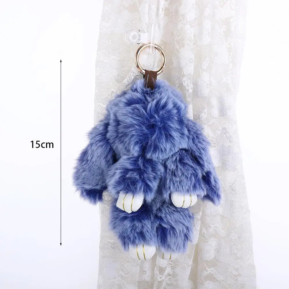 Fluffy Bunny Plush Keychain Cute Rabbit Bag Charm