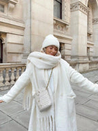 Winter Scarf Women Luxury Autumn Winter Cashmere Scarf Thickened Warm Shawl Classic Tassels Fluffy Scarf Solid Color Soft Shawl