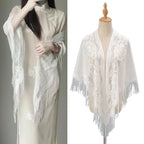 Tassel Patchwork V-Neck Cardigans Women Wedding Accessories Shawl Hollow Multicolored Evening Prom Cape Tulle Shawl Party