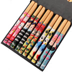 Eco-Friendly Reusable Bamboo Chopsticks Set – 5 Pairs Handmade Japanese Wooden Tableware for Sushi & Everyday Dining