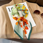2025 Silk Shawl Print Headscarf Cat Hair Wrap Neckerchief Female Satin Square Scarf For Women Headband Foulard Hijab Bandana