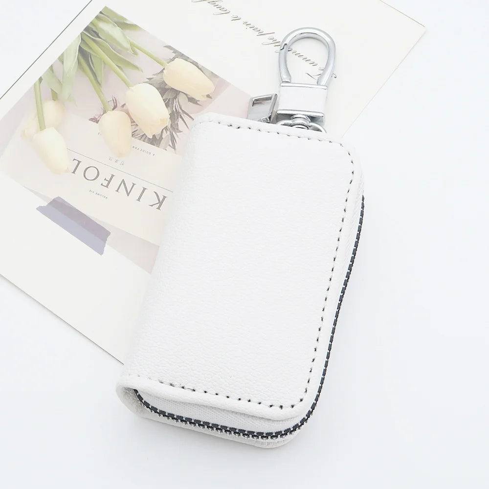 Men Key Holder Housekeeper PU Leather Car Key Wallet Keys Organizer Women Keychain Cover Zipper Key Case Bag Unisex Pouch Purse