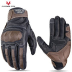 Summer Retro Perforated Leather Motorcycle Gloves Men Women Full Finger Motocross Biker Glove Guantes Moto Equipment M-XXL