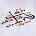 23 Pieces Bath Water Toy Sticky Wall City Traffic Car Road Rail Puzzle Vinyl 14+Y Bath Features