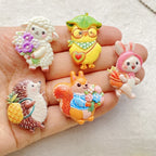 10PCS Mixed Resin Cartoon rabbits, hedgehogs squirrels Flat back Cabochon Stone Scrapbook DIY Decor Figurines Crafts Accessories