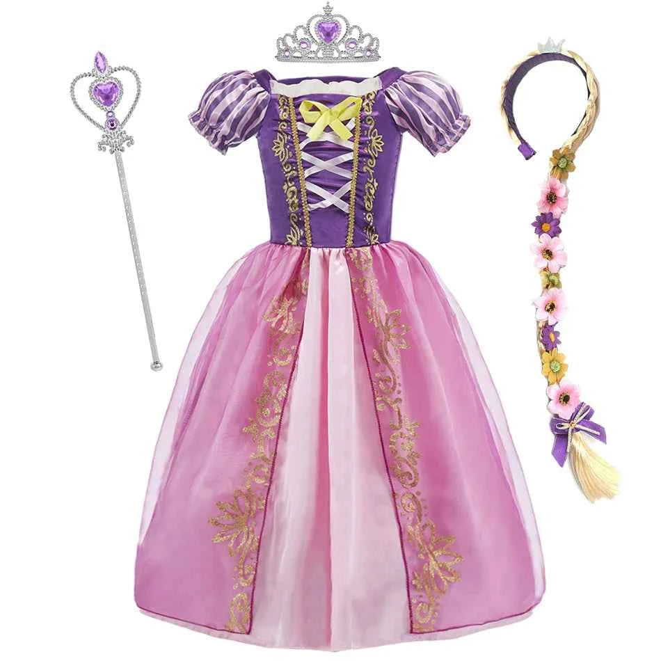 Girls Rapunzel Princess Costume Dress – Tangled Cosplay Outfit