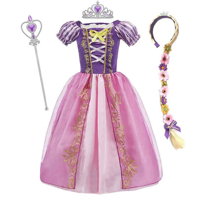 Girls Rapunzel Princess Costume Dress – Tangled Cosplay Outfit