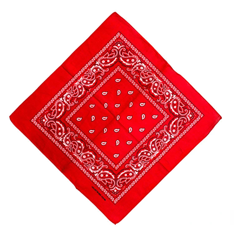 Hip Hop Cowboy Paisley Scarf Large Bandana Head Square Scarf Men Women 55x55cm Black Red White