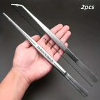 2pcs Professional Stainless Steel Kitchen Tweezers - Cooking Clamps For Electroplating, Seafood, Grilling, Precision Cooking