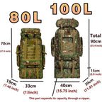 80L/100L  Mountaineering Bag Climb Bag Tactical Backpacks Large Backpack Outdoors Hiking Camping Travel Bags