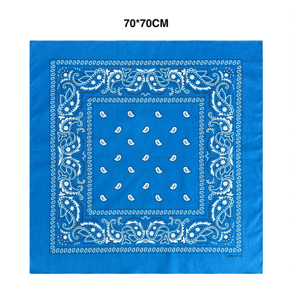70CM Oversized Hip Hop Amoeba Cashew Cotton Square Bandana Scarf Headband Black Paisley Gifts For Men/Boys/Girls