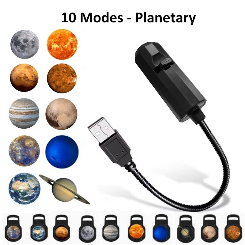 5V Projection Lights Planet Moon Lamp USB Night Light Halloween Christmas Ambiance Skull Ghost Switchable Pattern Projection
