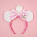 New Christmas Halloween Mouse Ears Headband Cartoon Sequin Bows Headband Birthday Party Princess Cosplay Costume For Women Adult