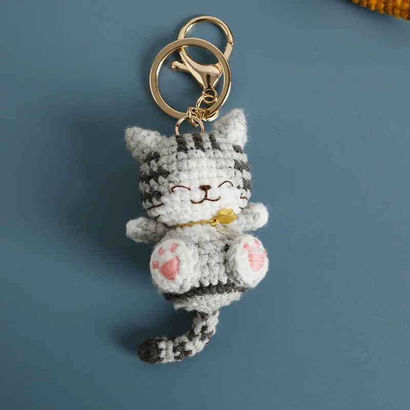 Cute Crochet Kitten Keychain Smiling Cat Bag Charm