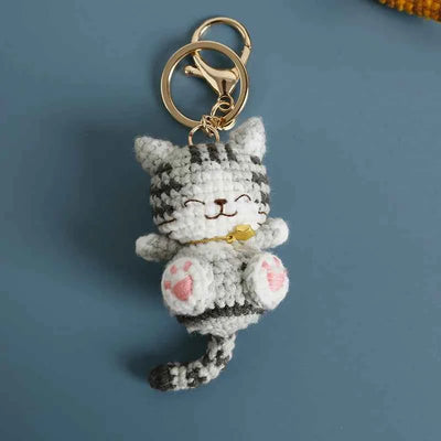 Cute Crochet Kitten Keychain Smiling Cat Bag Charm