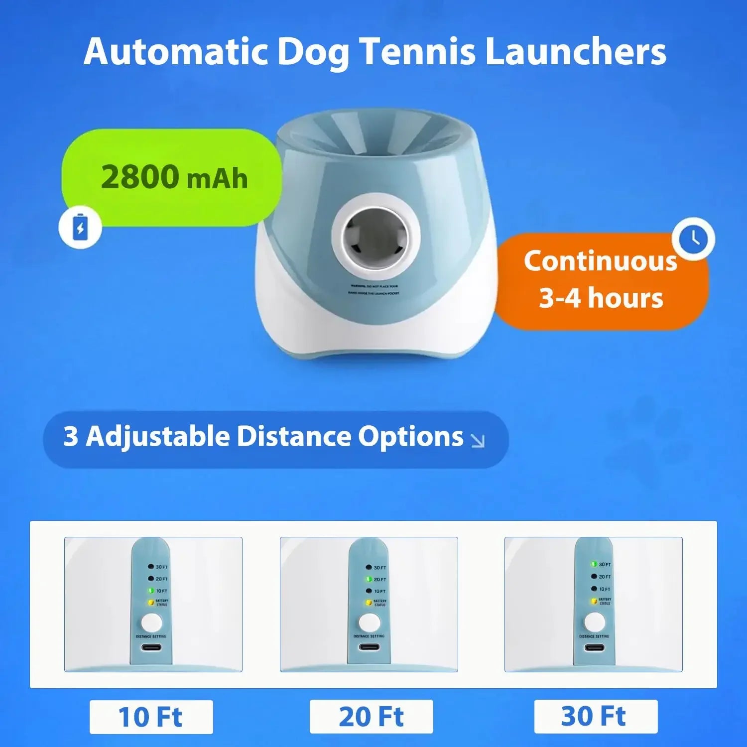 Automatic Dog Tennis Ball Launcher – Rechargeable Interactive Ball Throwing Machine for Small & Medium Dogs