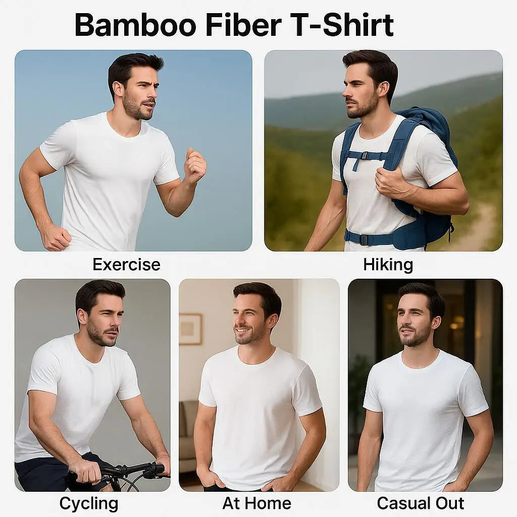2 Packs Bamboo Fiber Round Neck T-shirts Short Sleeve Classic Tees Sweat-absorbent Gym Man Undershirt Solid Color Tee Black New