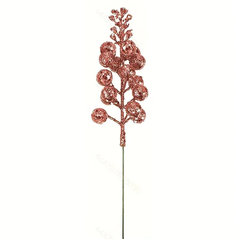 Glitter Artificial Flowers Berry Bouquet Christmas Decoration Xmas Tree Ornaments for Home Decor New Year Gift Accessory