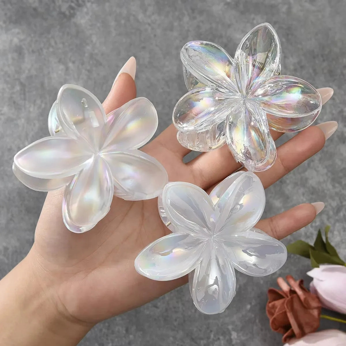3Pcs/18Pcs Egg Flower Hair Clips Gradient Candy Color Flowers Suitable for Daily Backcombed Ponytail Shark Clip Hair Accessories