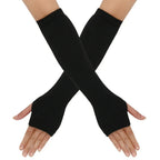 Warmer Knitted Long Fingerless Gloves Elbow Mittens Christmas Acces Gift Fashion Women Emo Gloves Lady Striped Elbow Gloves