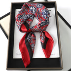 60Colors Luxury Scarf Women 70*70Cm Silk Feel Square Hair Wrapping Foulard Satin Shawl Big Size Head Bandana Hijab Handkerchief