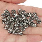 50pcs Rhinestone Spacer Beads Multi-color Crystal Metal Spacers Rondelle Beads for Jewelry Making DIY Bracelets Accessories