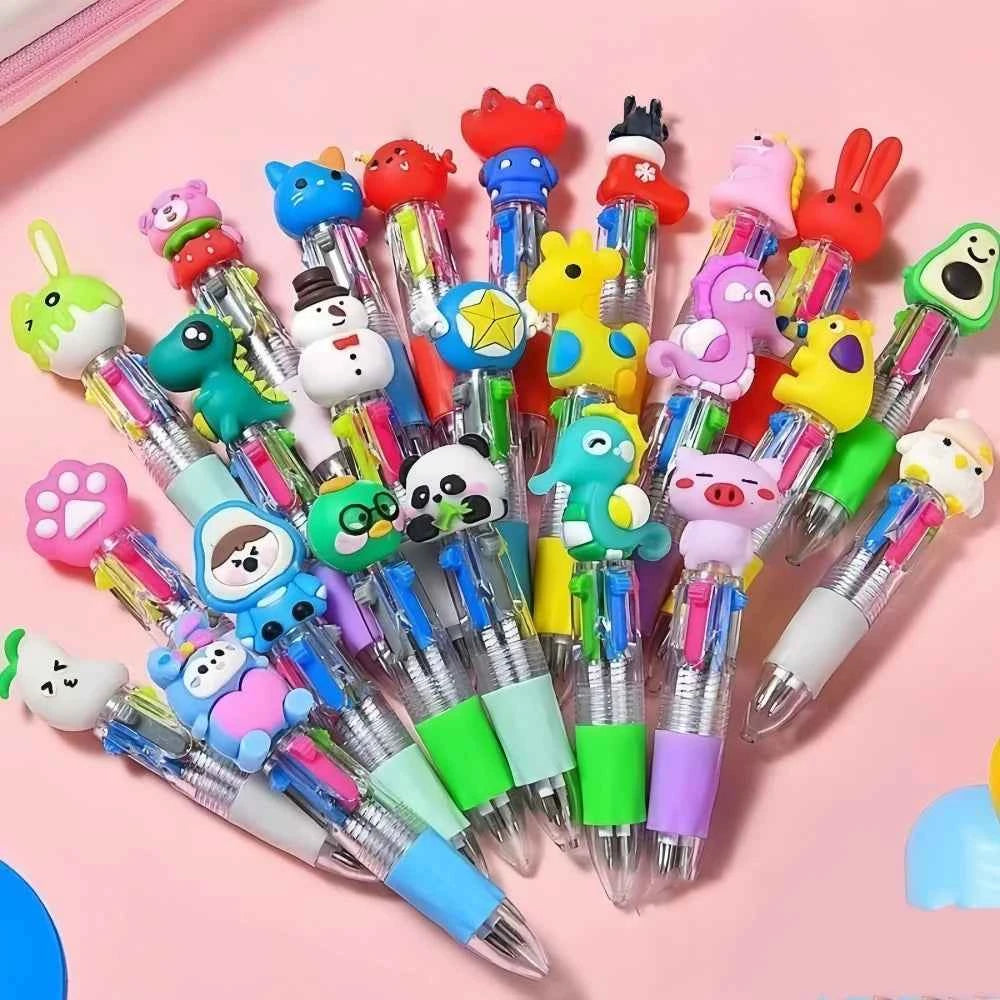5-30 Pcs Cute Cartoon Four-color Pen for Kids Birthday Kindergarten Home-school Carnival Christmas Boys and Girls Gift Rewards