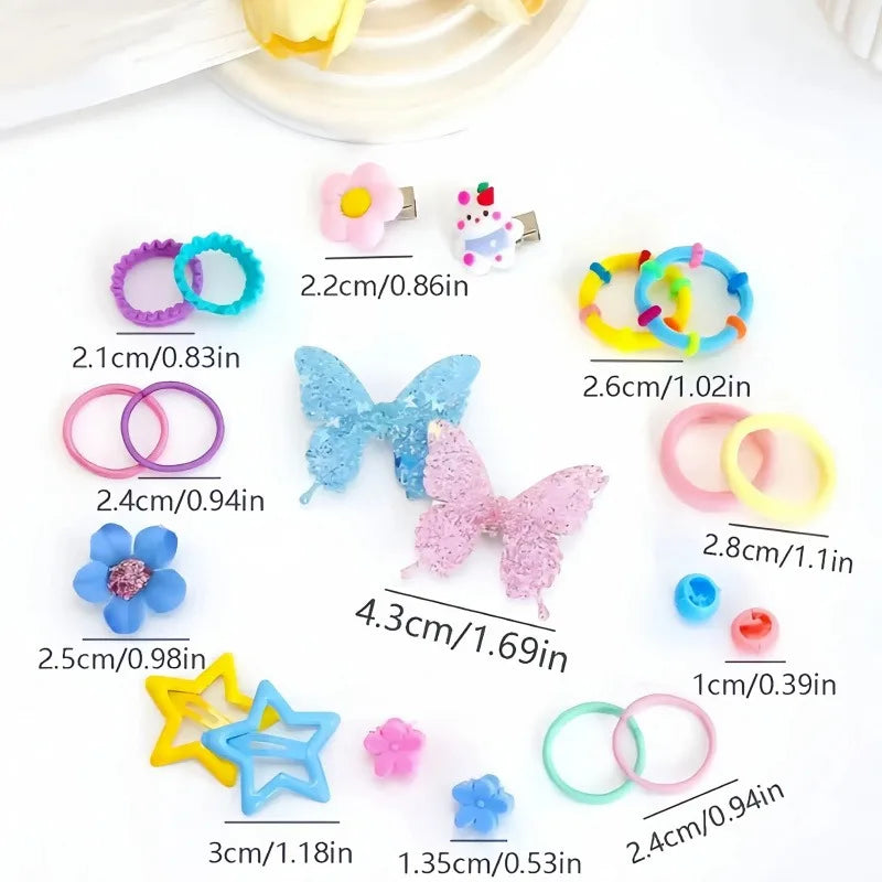 510-piece set of colorful bow, flower, and small star accessories - a cute hair accessory set that children love.