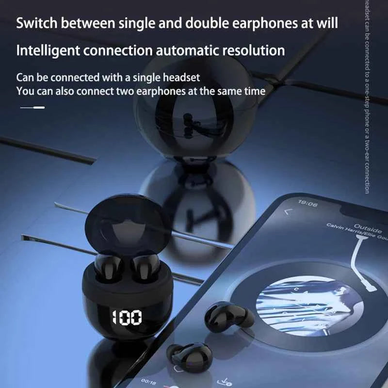 Invisible Headphones TWS Mini Earphones Wireless Bluetooth 5.3 Earbuds with Microphone Noise Reduction In-Ear Headset for Phone