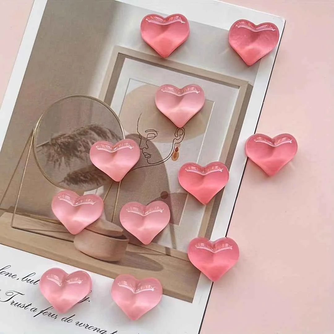 10pcs heart-shaped resin refrigerator magnets - multifunctional kitchen and office whiteboard decoration magnets