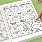 32-Page Interactive Math Learning Workbook with Addition & Subtraction Worksheets, Crossword Puzzles, Colorful Math Activities