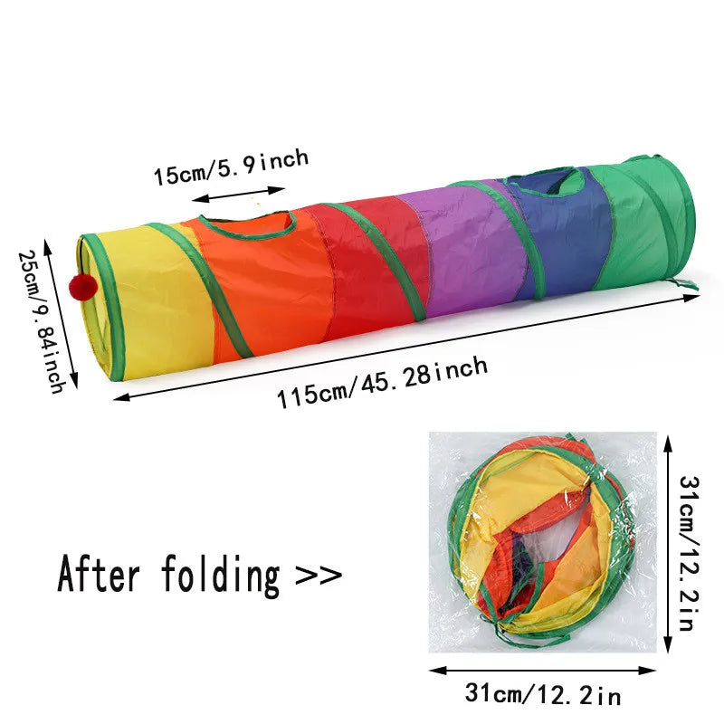 Cat Tunnel Foldable Cat Tunnel Pet Supplies Cat S T Y Pass Play Tunnel Cat Toy Breathable Drill Barrel for Indoor loud paper - WTN Essentials 